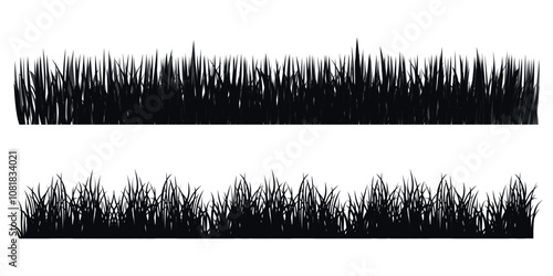 Grass border design with blades fading into white background.