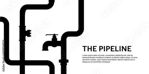 Pipeline layout with bold text 'The Pipeline' and description space, graphic design on white background.