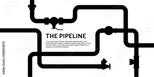 Pipeline layout with bold text 'The Pipeline' and description space, graphic design on white background.