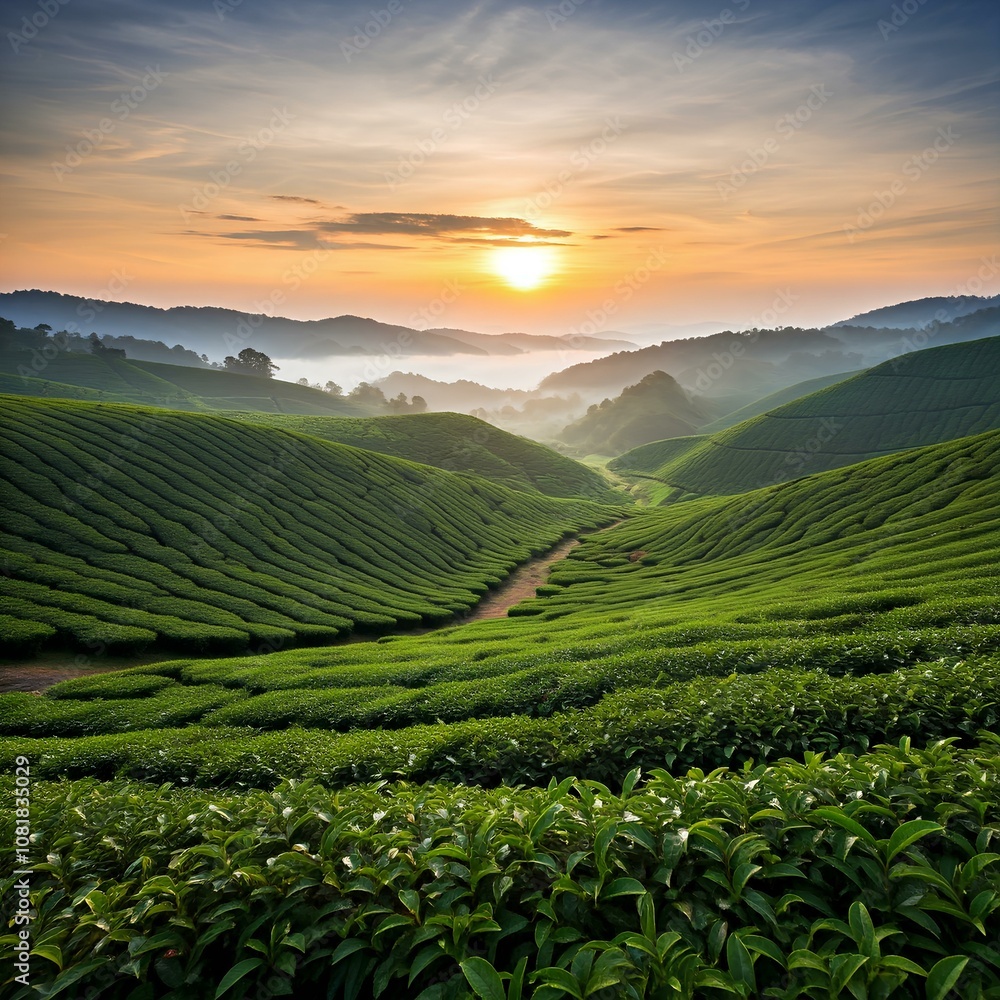 Morning Bliss at the Tea Plantation Morning Bliss at the Tea Plantation