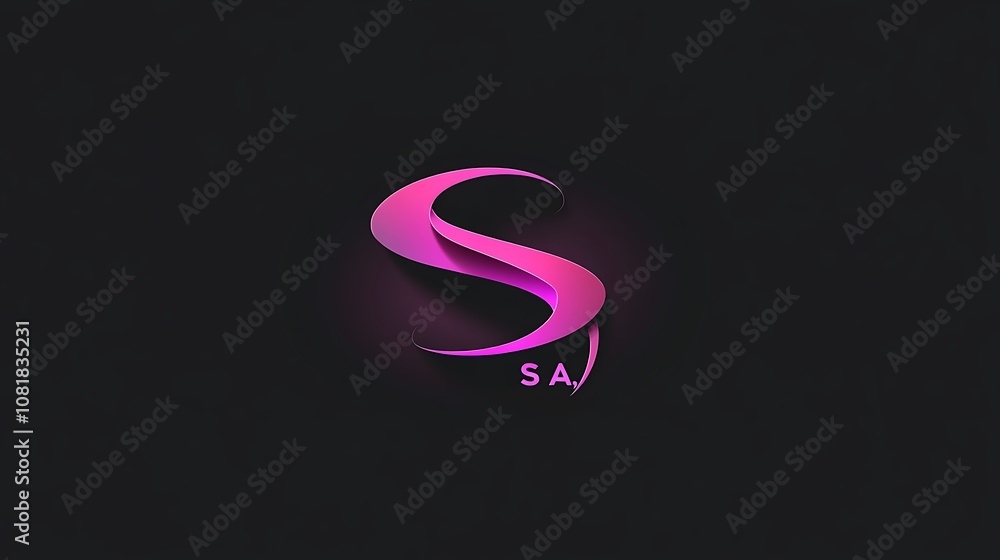 3D purple symbol with s-shaped bevels 3D purple symbol with s-shaped bevels