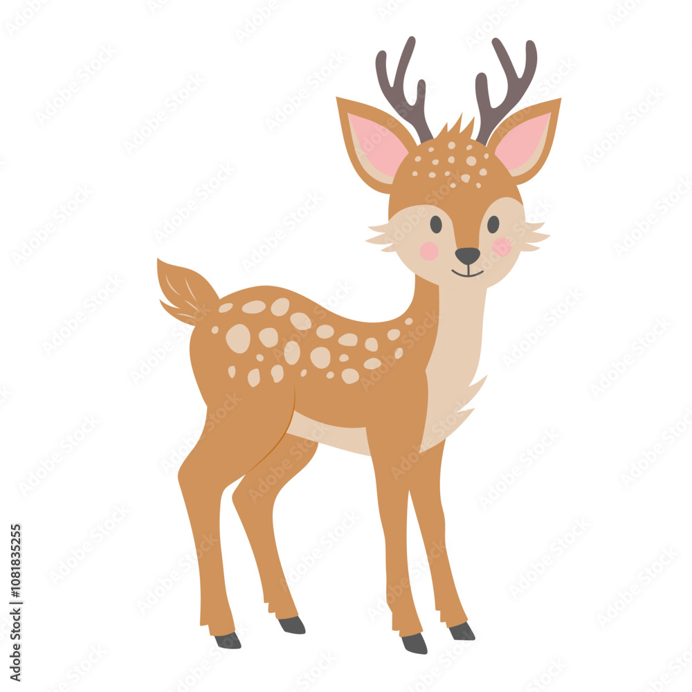 Cute deer. Cartoon forest character isolated on white background. Cute deer. Cartoon forest character isolated on white background.