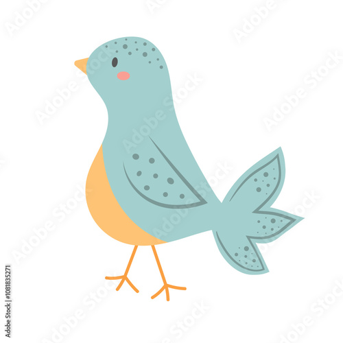 Cute bird. Cartoon character isolated on white background. photo