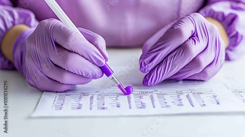 Obraz na płótnie Conducting genetic analysis laboratory setting dna testing closeup view precision techniques w salonie