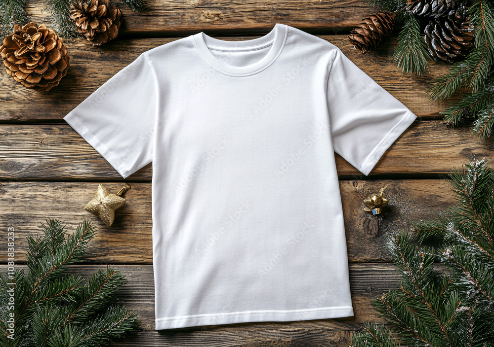 White unisex t shirt with a xmas decor on background. Blank Christmas shirt mock up, Blank mock up t-shirt with christmas decorations
White unisex t shirt with a xmas decor on background. Blank Christmas shirt mock up, Blank mock up t-shirt with christmas decorations