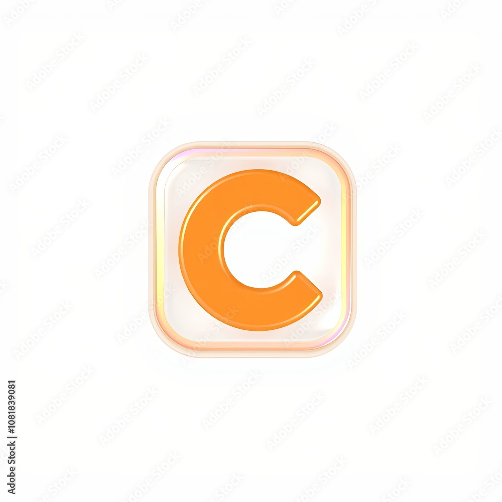 3D Stylized Vitamin C Boost Symbol with Iridescent Glitch Effect on White Background 3D Stylized Vitamin C Boost Symbol with Iridescent Glitch Effect on White Background