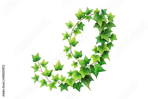 Wallpaper Mural Vector Climbing Plant Art. White Background Vine Design. Simple Plant Illustration. Green Vines Vector Art. Elegant Plant Background. Torontodigital.ca