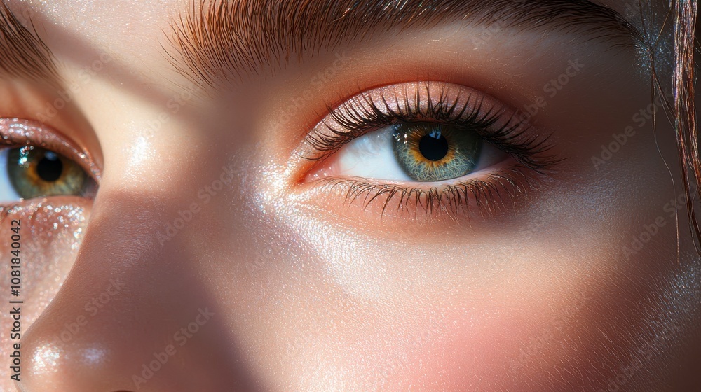 Close-up of a Face with Smooth Skin and Striking Eyes Close-up of a Face with Smooth Skin and Striking Eyes