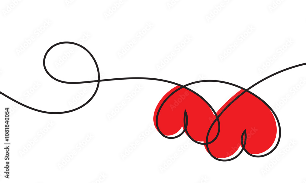 Obraz premium Heart border with line art hearts. heart banner. isolated on white background. Vector illustration. EPS 10