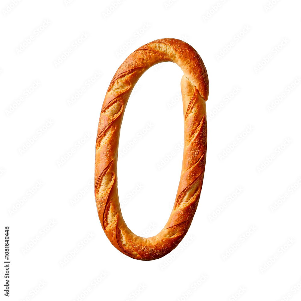 Letter O made of French Baguette. Letter from bread Letter O made of French Baguette. Letter from bread