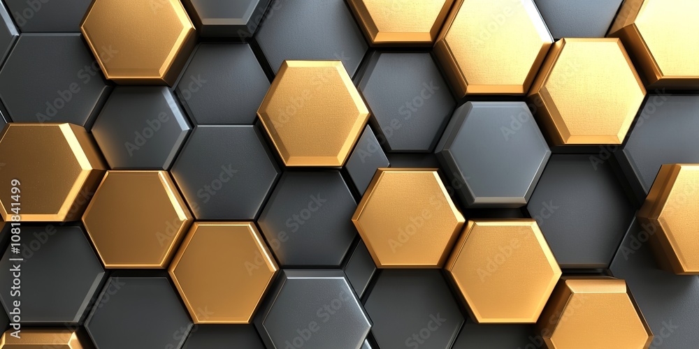 Abstract Marketing Background Featuring Futuristic Luxurious Digital Geometric Hexagonal Designs, Showcasing 3D Glowing Shapes in Gold, Brown, Gray, and Black Textures, Perfect for AI-Generated Wallpa Abstract Marketing Background Featuring Futuristic Luxurious Digital Geometric Hexagonal Designs, Showcasing 3D Glowing Shapes in Gold, Brown, Gray, and Black Textures, Perfect for AI-Generated Wallpa