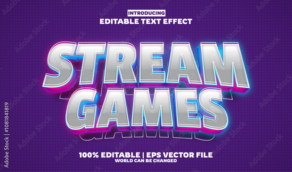 Obraz premium New stream games editable text effect in new modern trend style