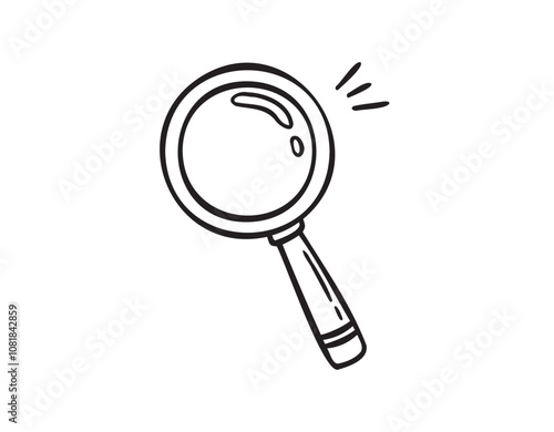 Magnifying glass hand drawn doodle icon. Search concept loupe vector illustration