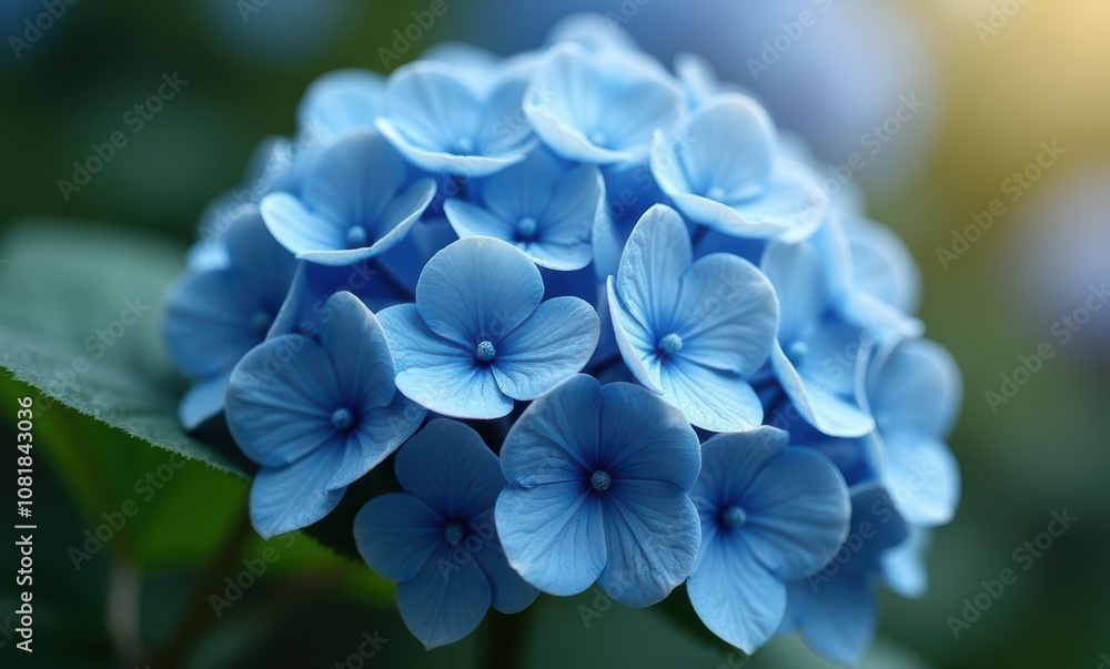 Delicate blue hydrangea blossoms in bloom Delicate blue hydrangea blossoms in bloom