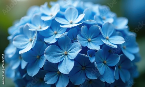 Beautiful blue hydrangea flowers in bloom