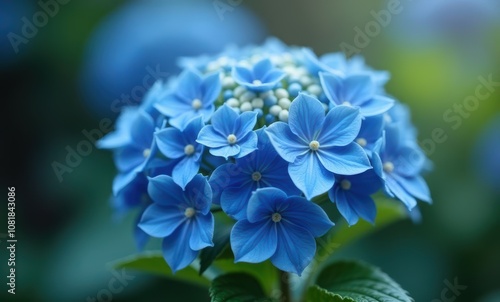 Vibrant blue hydrangea in bloom