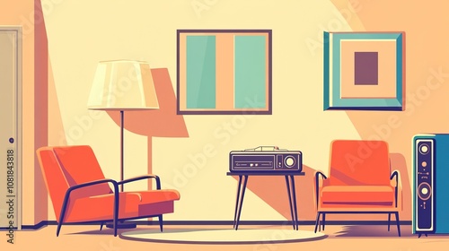 Abstract Marketing Background Featuring a Nostalgic Contrast of Technology and Vintage Illustration Style, Depicting a Power Outage Scene in an Old Home with Antique Lighting and Furniture, Enhanced b