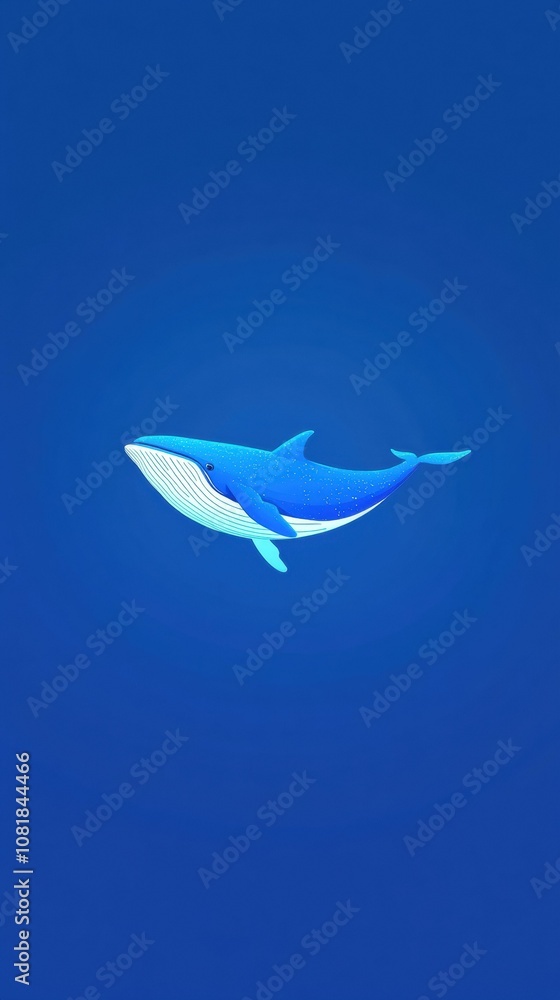A whale swims in the deep blue ocean. AI. A whale swims in the deep blue ocean. AI.