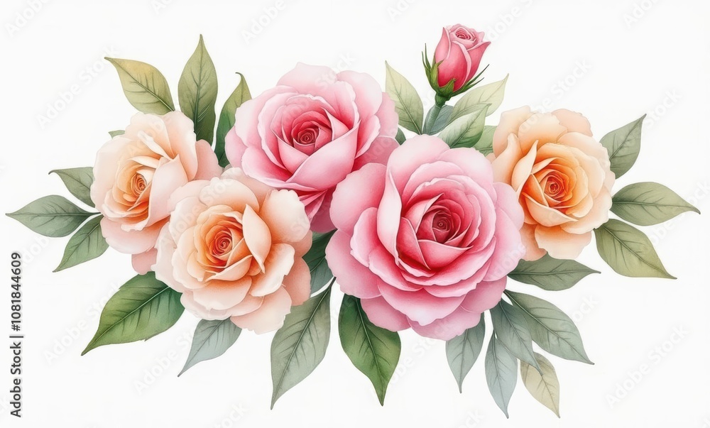 Beautiful bouquet of pink and peach roses Beautiful bouquet of pink and peach roses