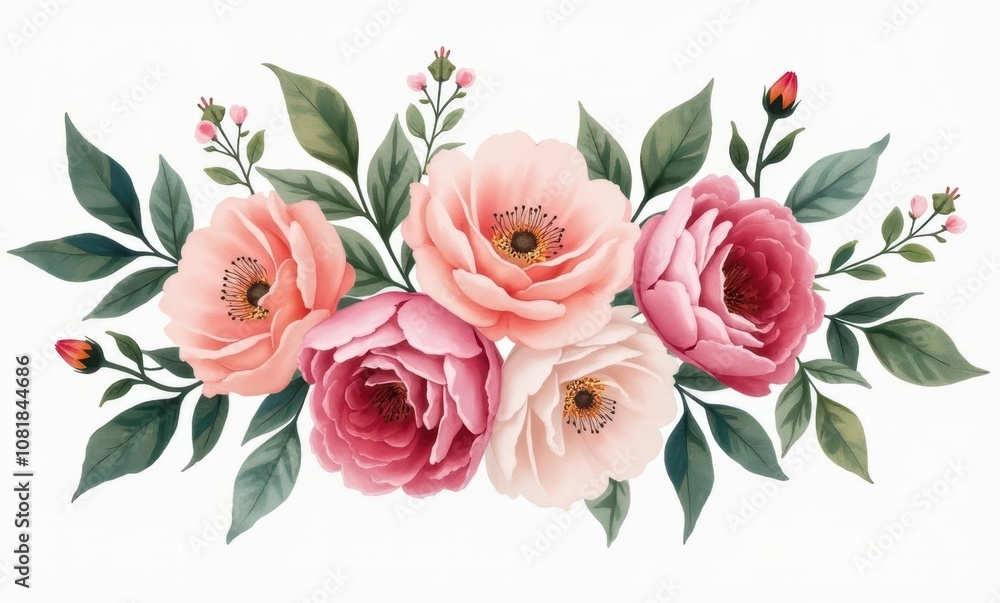 Delicate pink floral arrangement with greenery Delicate pink floral arrangement with greenery