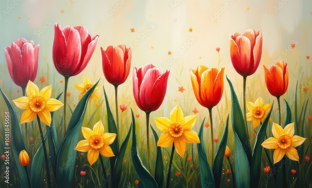 Vibrant red and yellow spring flowers Vibrant red and yellow spring flowers
