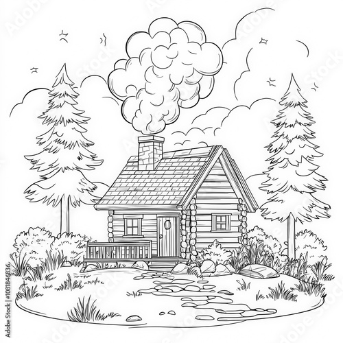 A cozy cabin with smoke com...