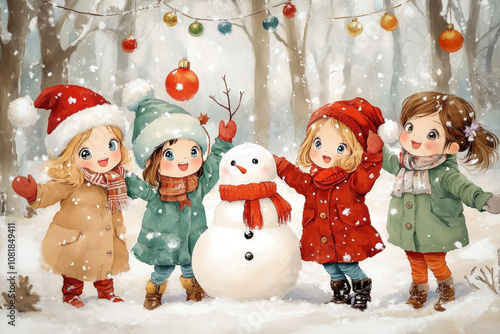 Children Playing In The Sno...
