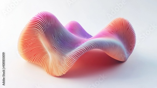 Abstract wavy shape with gradient colors creating a 3d effect