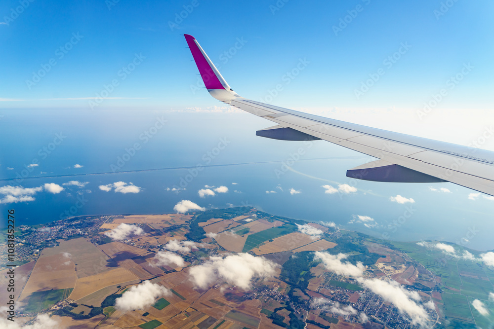 View from an airplane window to Baltic Sea View from an airplane window to Baltic Sea