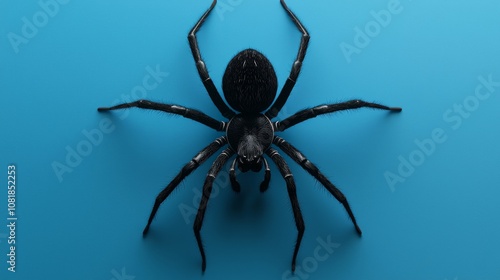 Black 3D spider ideal for adding a creepy Halloween vibe to advertisements or celebration concepts