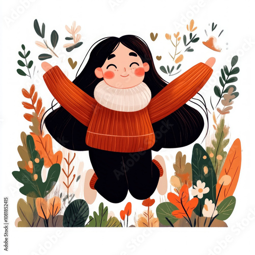 Happy Woman Jumping Isolated