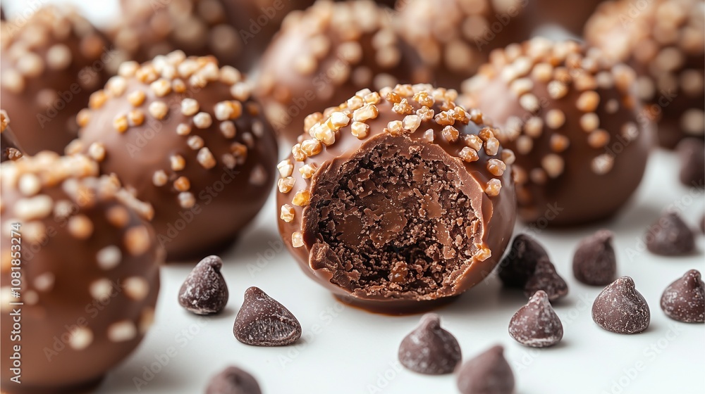 Sweet chocolate truffle isolated on white plate, a delectable treat for any occasion Sweet chocolate truffle isolated on white plate, a delectable treat for any occasion