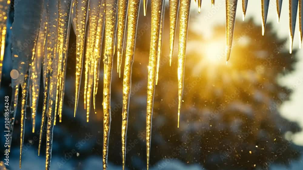 Icicles Glowing in the Golden Sunset Icicles Glowing in the Golden Sunset