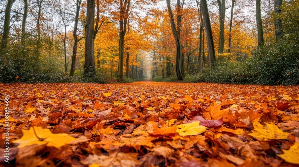 A Forest Path Covered in Autumn Leaves A Forest Path Covered in Autumn Leaves