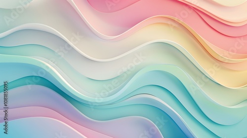 Pastel waves abstract background illustration, soft gradient flow dreamy design