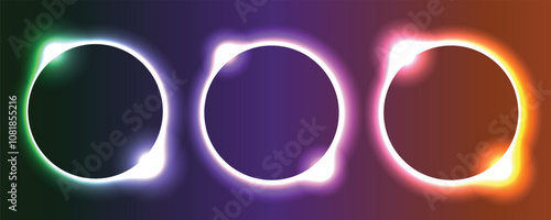 neon light background gradient green blue 3d abstract purple dark round red line cyberpunk laser orange shape pink black violet cosmic frame yellow space dynamic vibrant geometric modern top vector pr