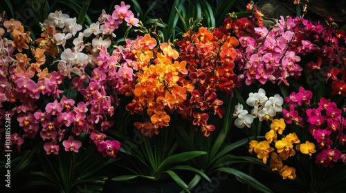 Delicate orchids in a range of colors, creating an exotic and stylish floral background