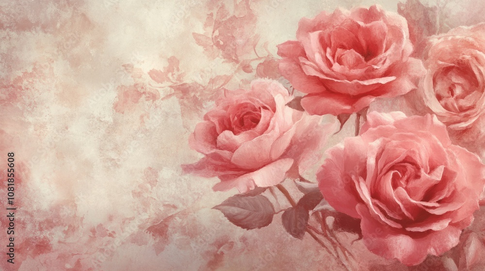 Delicate roses in soft pinks, creating a romantic and elegant flower background Delicate roses in soft pinks, creating a romantic and elegant flower background