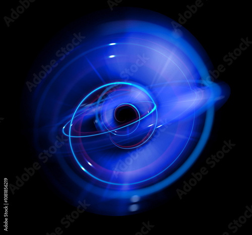 Vivid abstract background. Beautiful swirl trail effect frame. Mystical portal. Bright sphere lens. Rotating lines. Glow ring. Magic ball. Led spiral. Glint lines. Focus place. Illusory flash photo