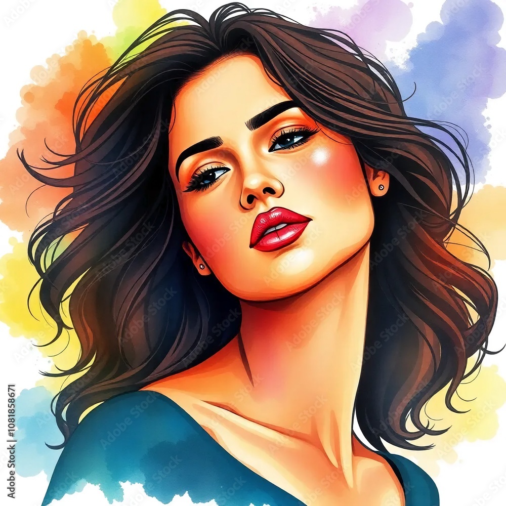 Beautiful Woman Portrait Illustration, Digital Art Beautiful Woman Portrait Illustration, Digital Art