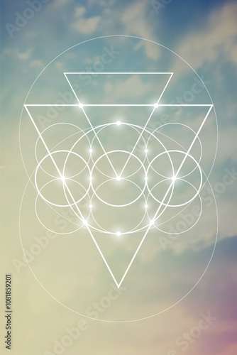 Sacred geometry vector illustration. Esoteric Energy Elements in Futuristic Design related to Tarot, Alchemy and Astrology