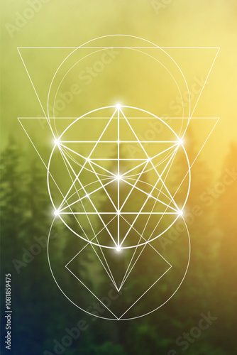 Sacred geometry merkabah vector illustration. Esoteric Energy Elements in Futuristic Design related to Tarot, Alchemy and Astrology