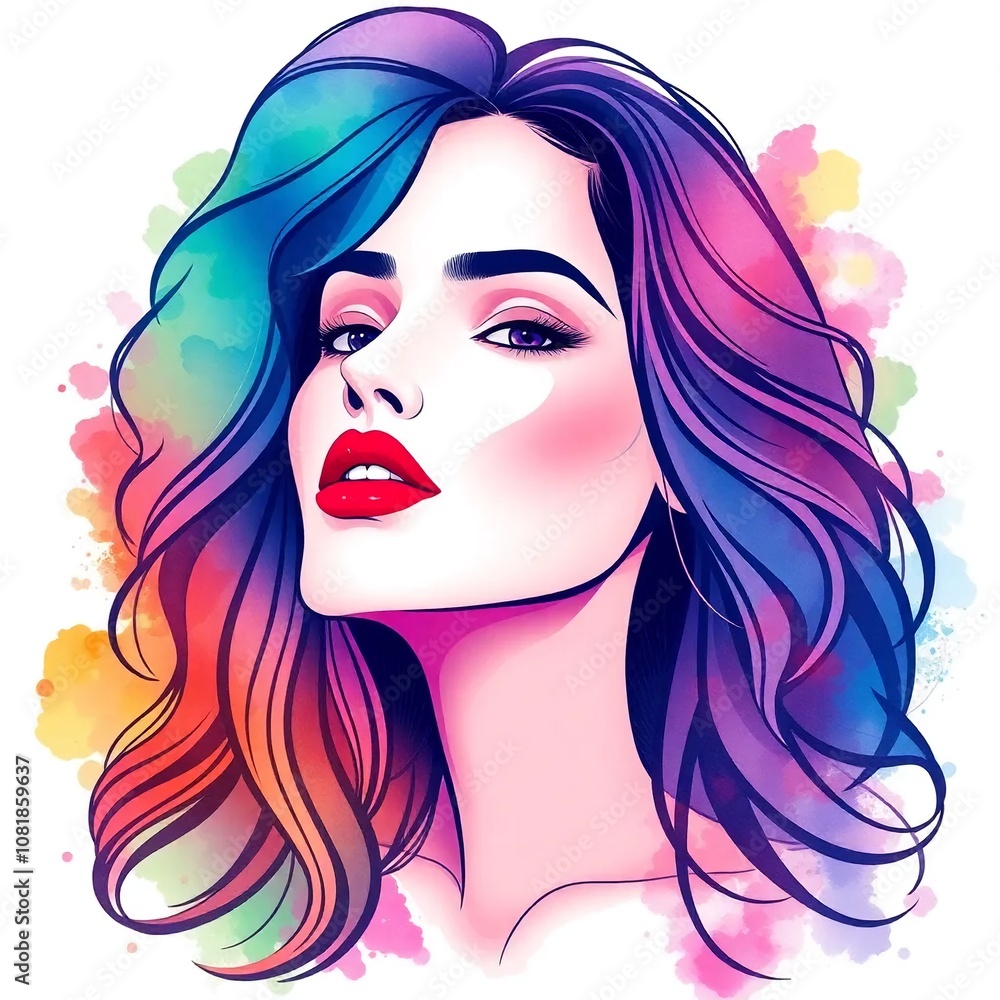 Beautiful Woman Portrait Illustration, Digital Art Beautiful Woman Portrait Illustration, Digital Art