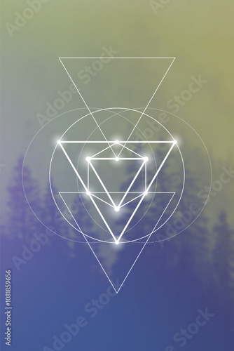 Sacred geometry vector illustration. Esoteric Energy Elements in Futuristic Design related to Tarot, Alchemy and Astrology