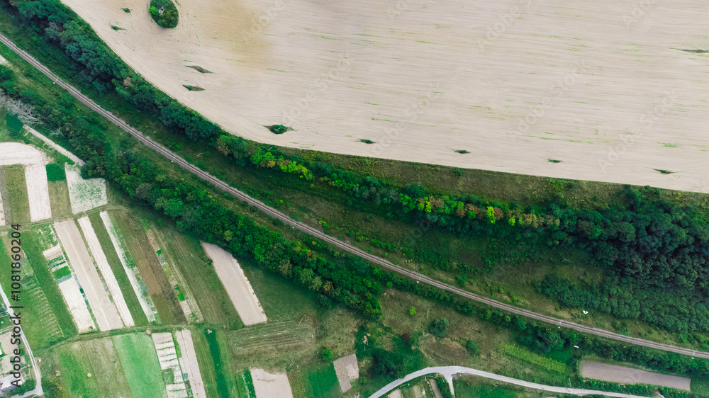 country landscape aerial view agriculture field and road spring natural photography from drone country landscape aerial view agriculture field and road spring natural photography from drone