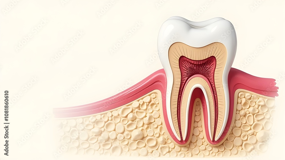 Drawing of the internal structure of a tooth. Drawing of the internal structure of a tooth.