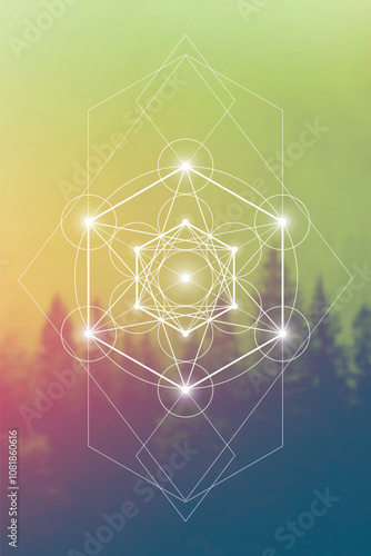 Sacred geometry merkabah vector illustration. Esoteric Energy Elements in Futuristic Design related to Tarot, Alchemy and Astrology