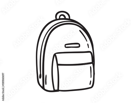 Camping school backpack hand drawn doodle icon. Bag for travel in sketch style. Isolated on white background. 