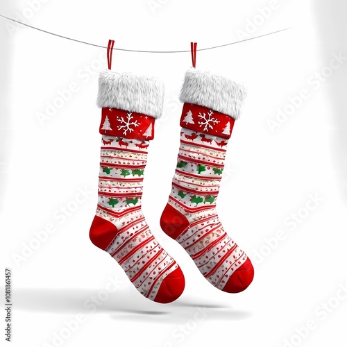 Christmas sock design with white background.