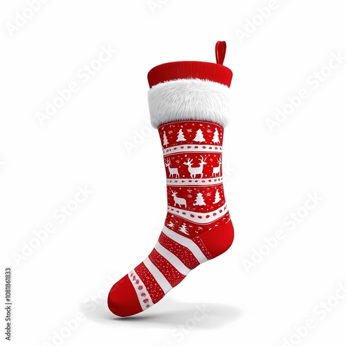 Christmas sock design with white background.